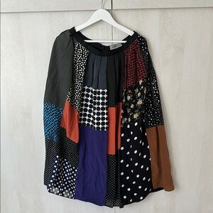 Correll Correll • Deadstock Fabric Patchwork Midi Skirt Size L (fits like M)